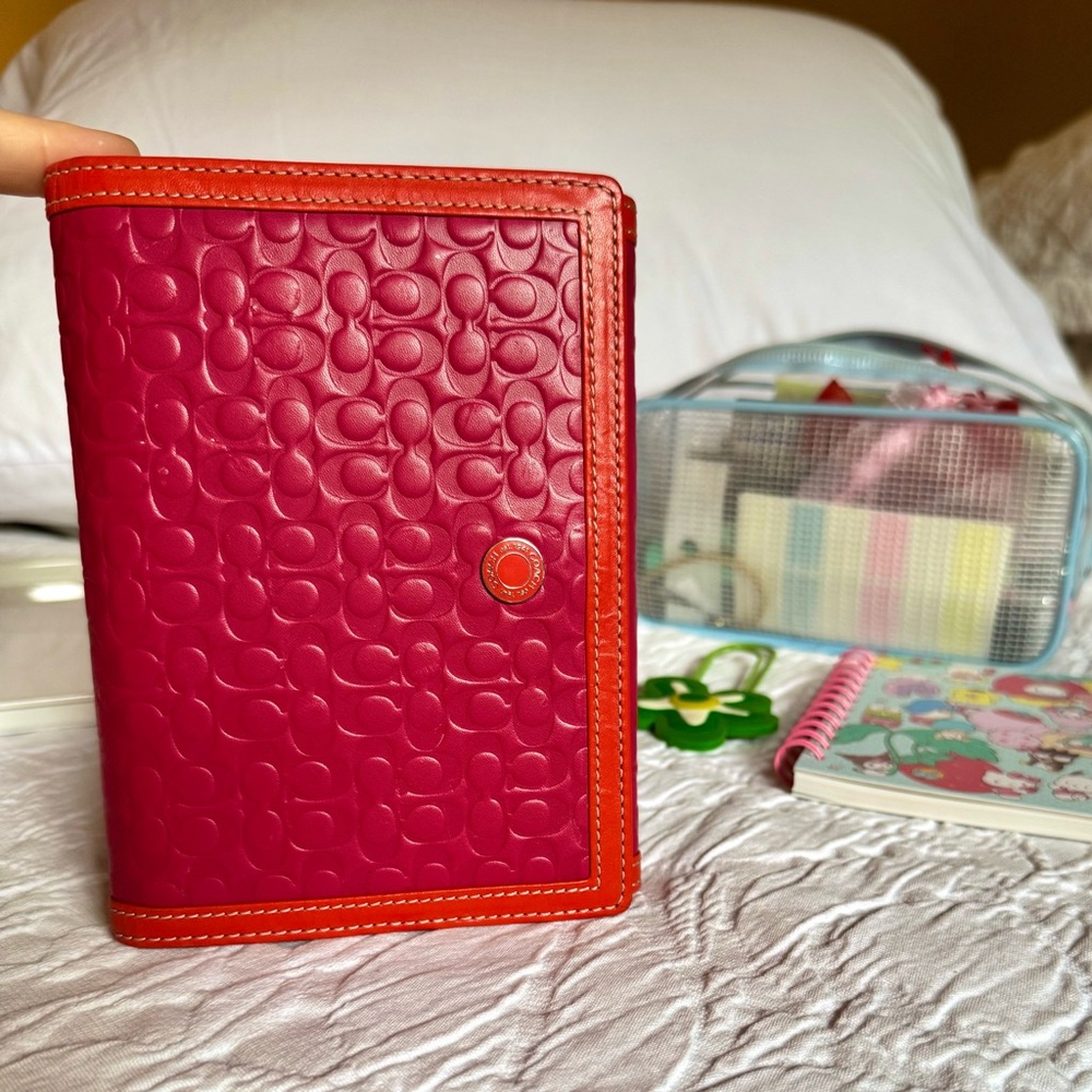 Coach Leather Monogram Notebook Planner Agenda Organizer Vintage in Pink Y2K